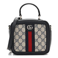 Gucci GG Supreme Monogram Mini Ophidia Top Handle Square Shoulder Bag Beige Blue