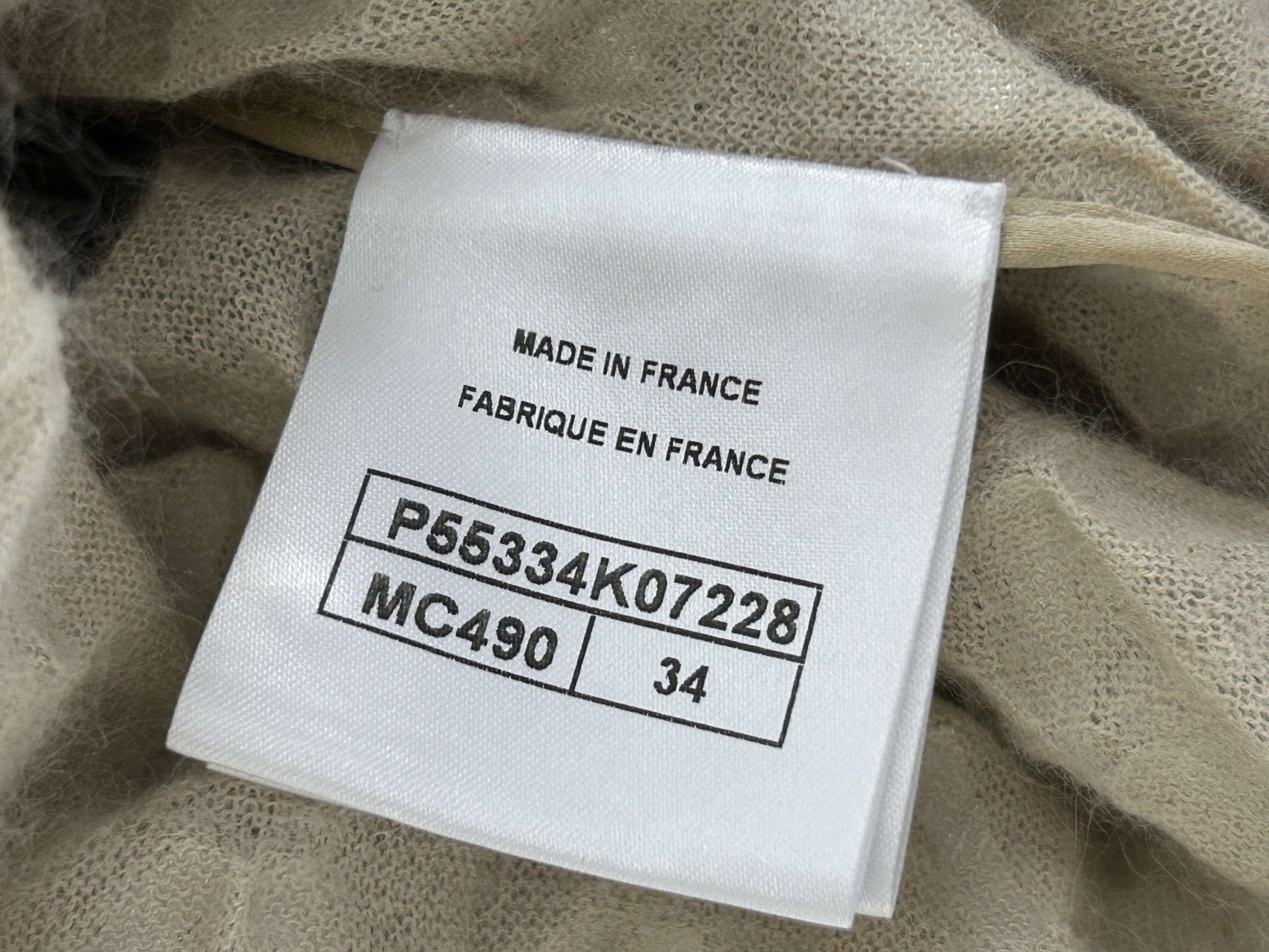 Chanel Cream Angora & Silk Long Sleeve Maxi Dress with Silver Metallic Detail & Drawstring Waist Size FR 34 (UK 6)