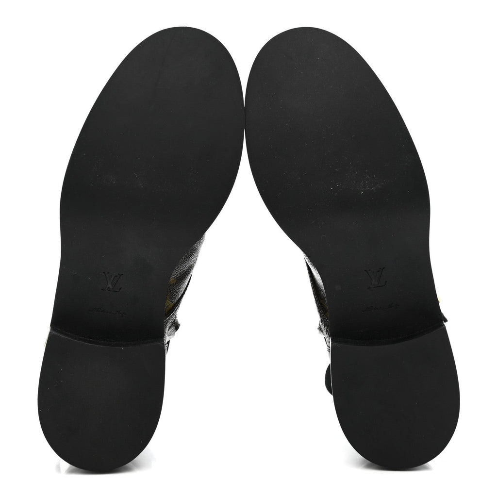 Louis Vuitton Calfskin Monogram Wonderland Flat Ranger Boots 39 Black