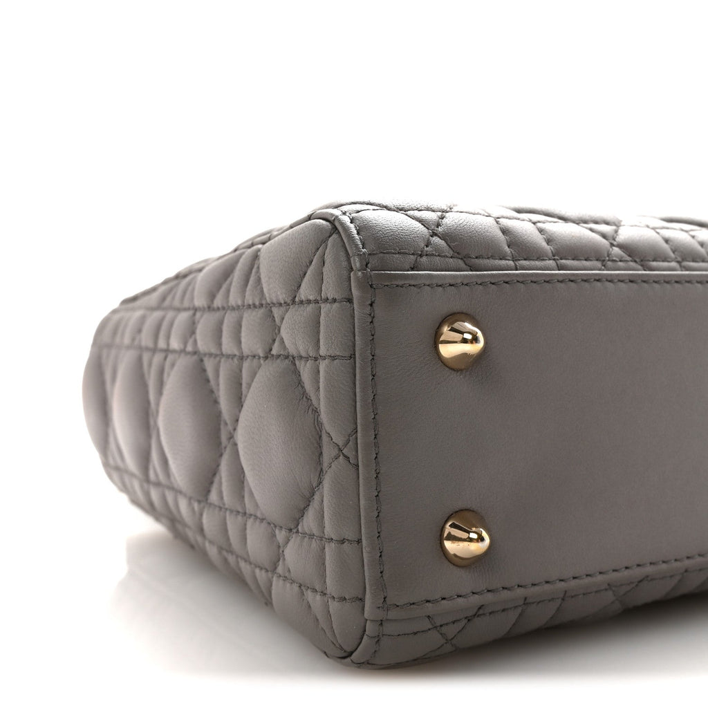 Christian Dior Lambskin Cannage Small Lucky Badges My Lady Dior Grey