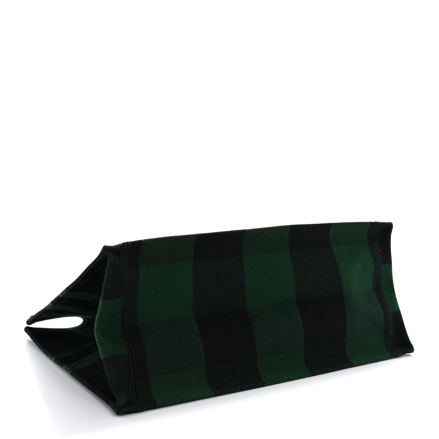 Christian Dior Canvas Embroidered Checkered Book Tote Black Green