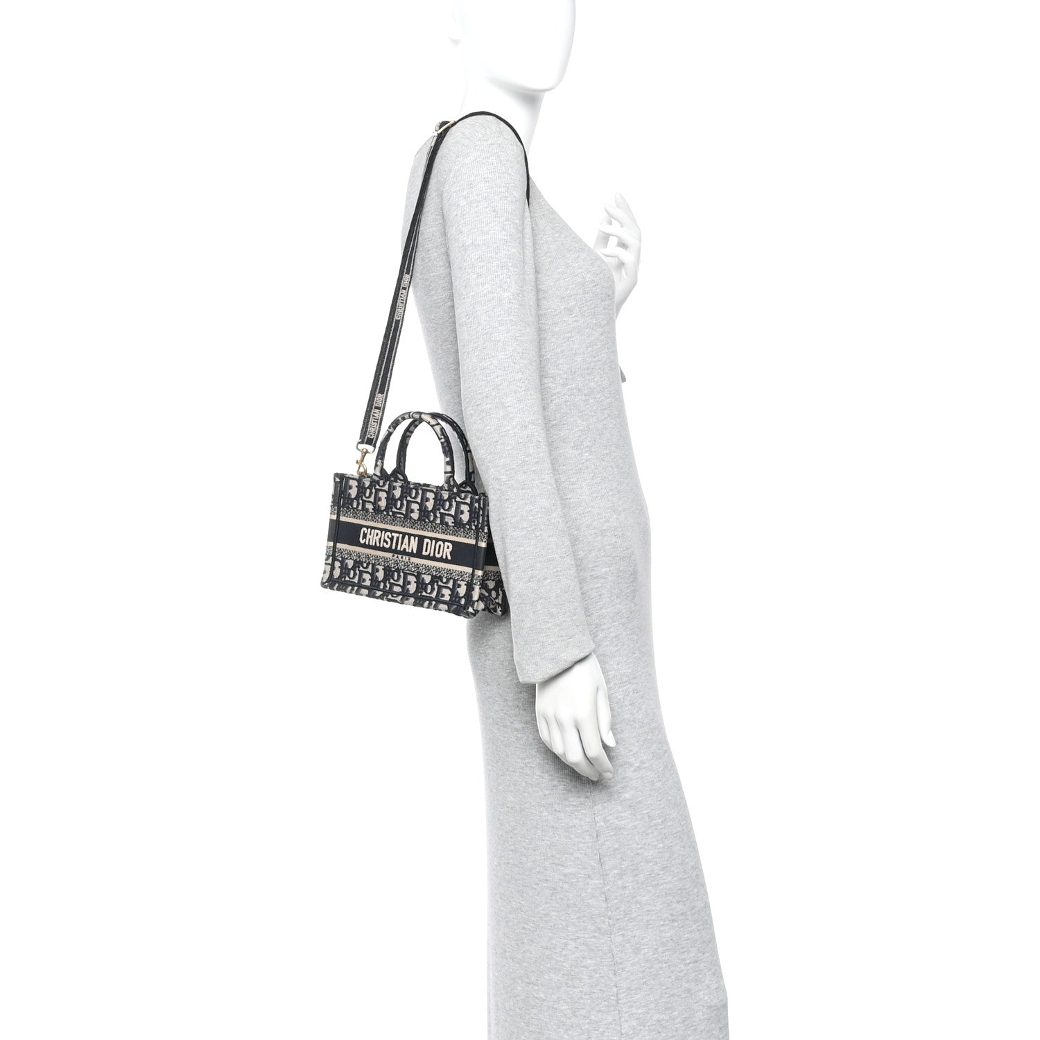 Christian Dior Oblique Mini Book Tote With Strap Blue Multicolor