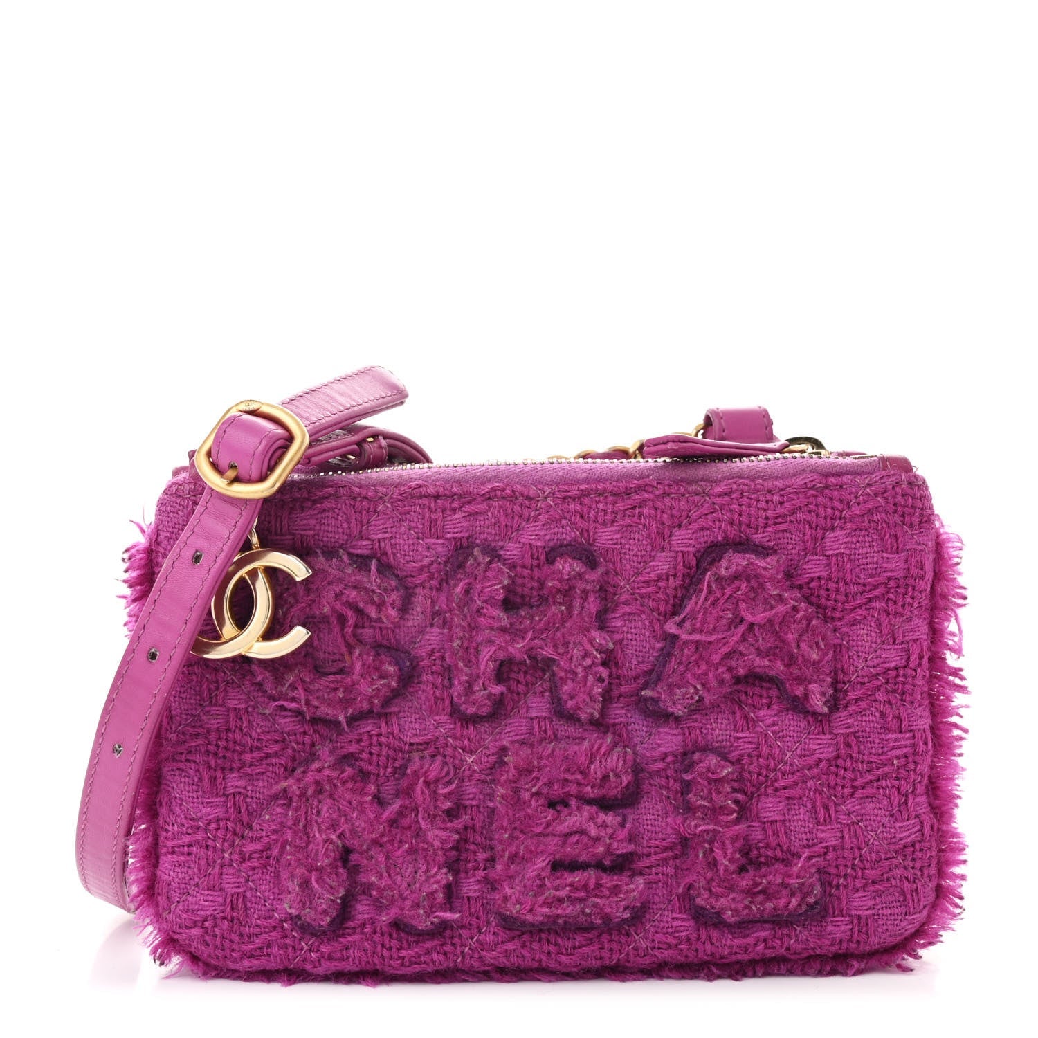 Chanel Wool Tweed Giant Logo Waist Bag Magenta