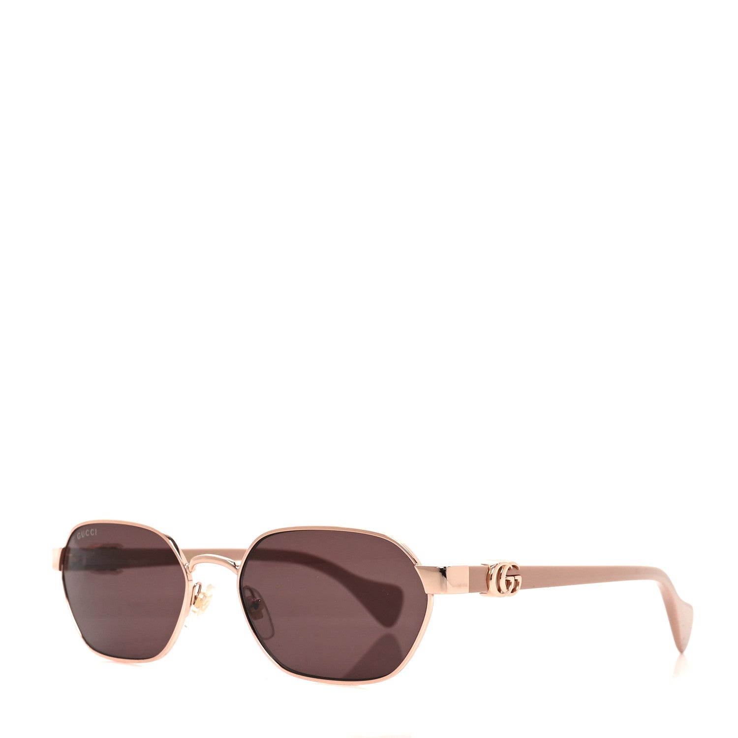 Gucci Metal Acetate Rectangular Frame Sunglasses GG1593S Rose Gold Pink