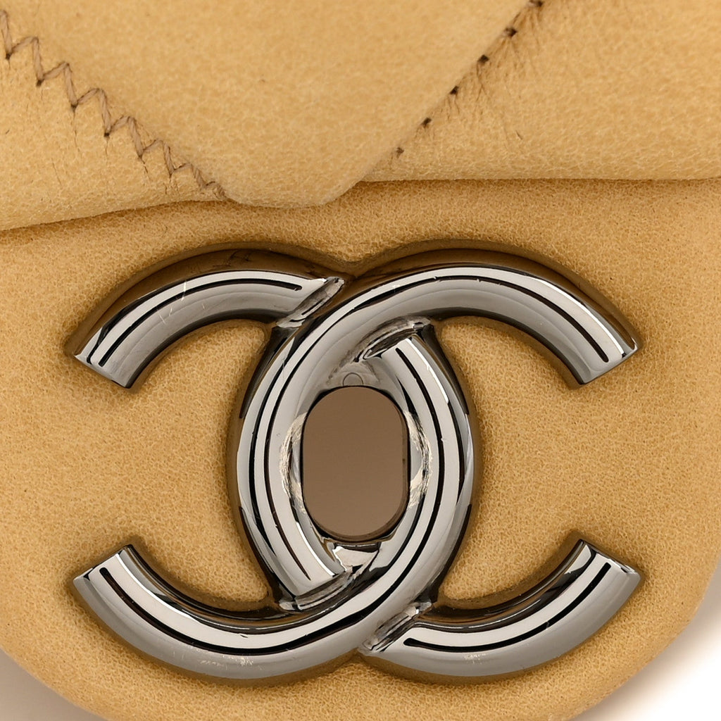 Chanel Calfskin Quilted Medium Bubble Quilt Flap Bag Beige