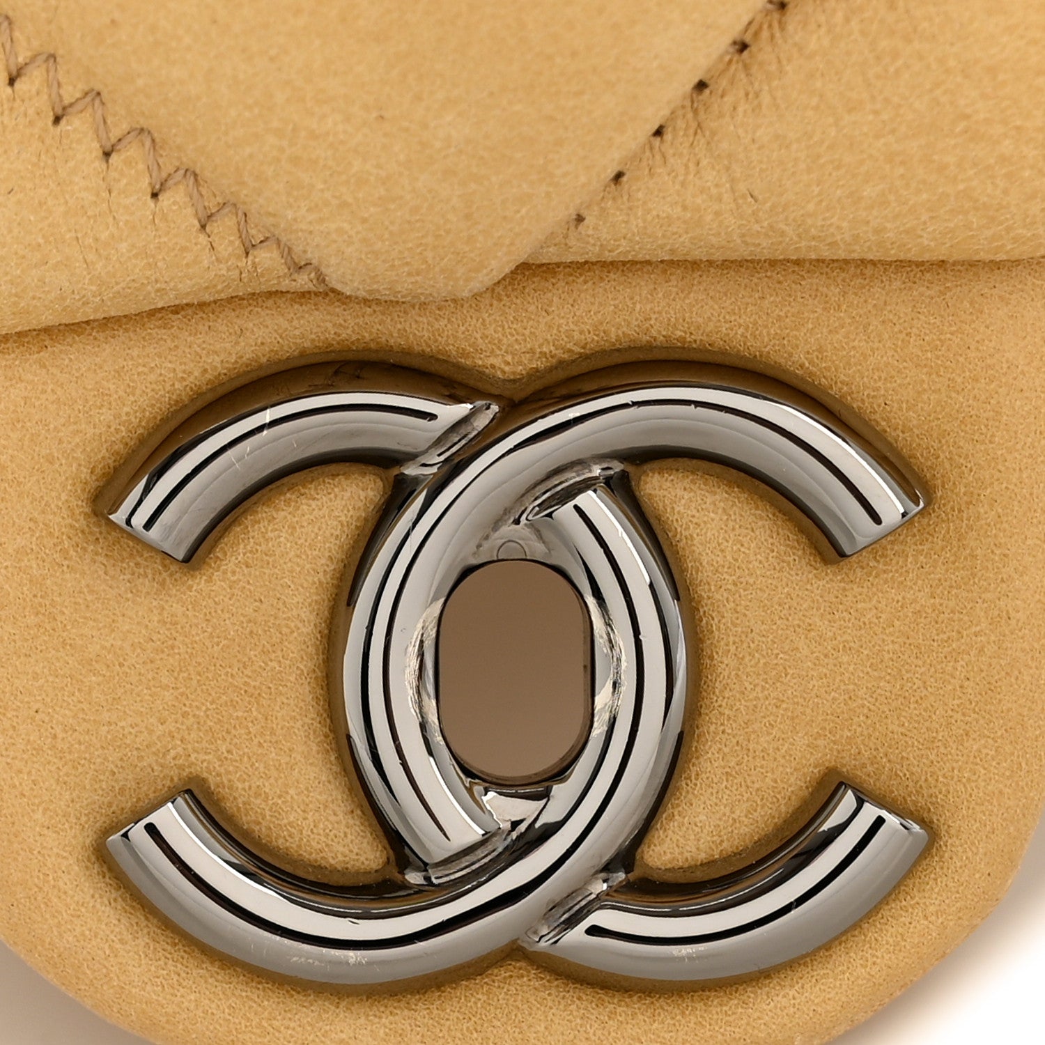 Chanel Calfskin Quilted Medium Bubble Quilt Flap Bag Beige