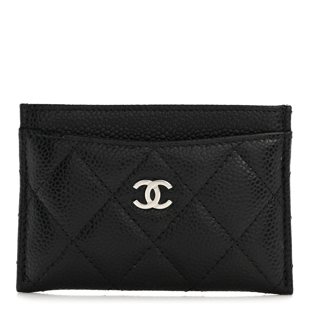 Caviar Quilted Card Holder Black