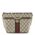 Gucci GG Supreme Monogram Web Ophidia Chain Shoulder Bag Brown