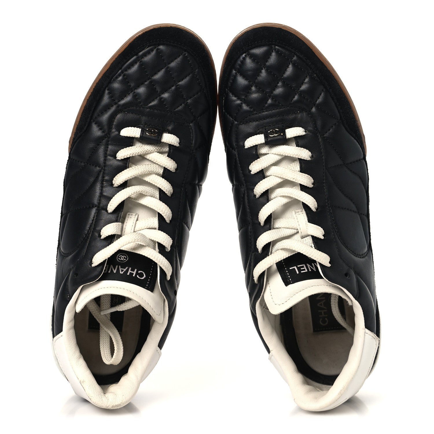 Chanel Suede Calfskin Quilted Sneakers 41 Black