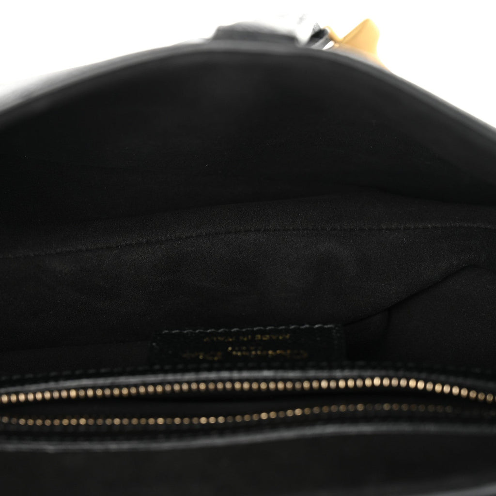 Christian Dior Grained Calfskin Saddle Bag With Strap Black