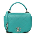 Chanel Calfskin Stitched Small Ring My Bag Flap Crossbody Turquoise