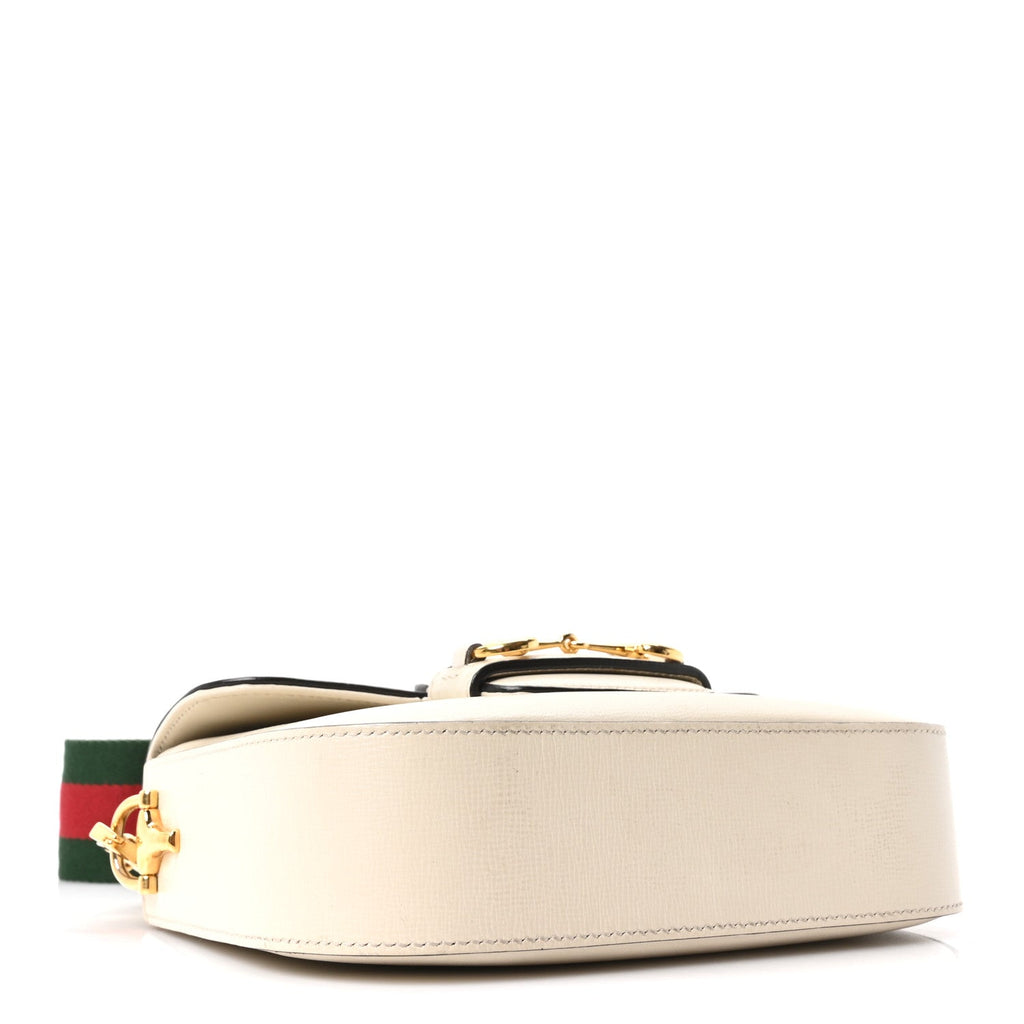 Gucci Azalea Calfskin Web Mini Horsebit 1955 Shoulder Bag Mystic White