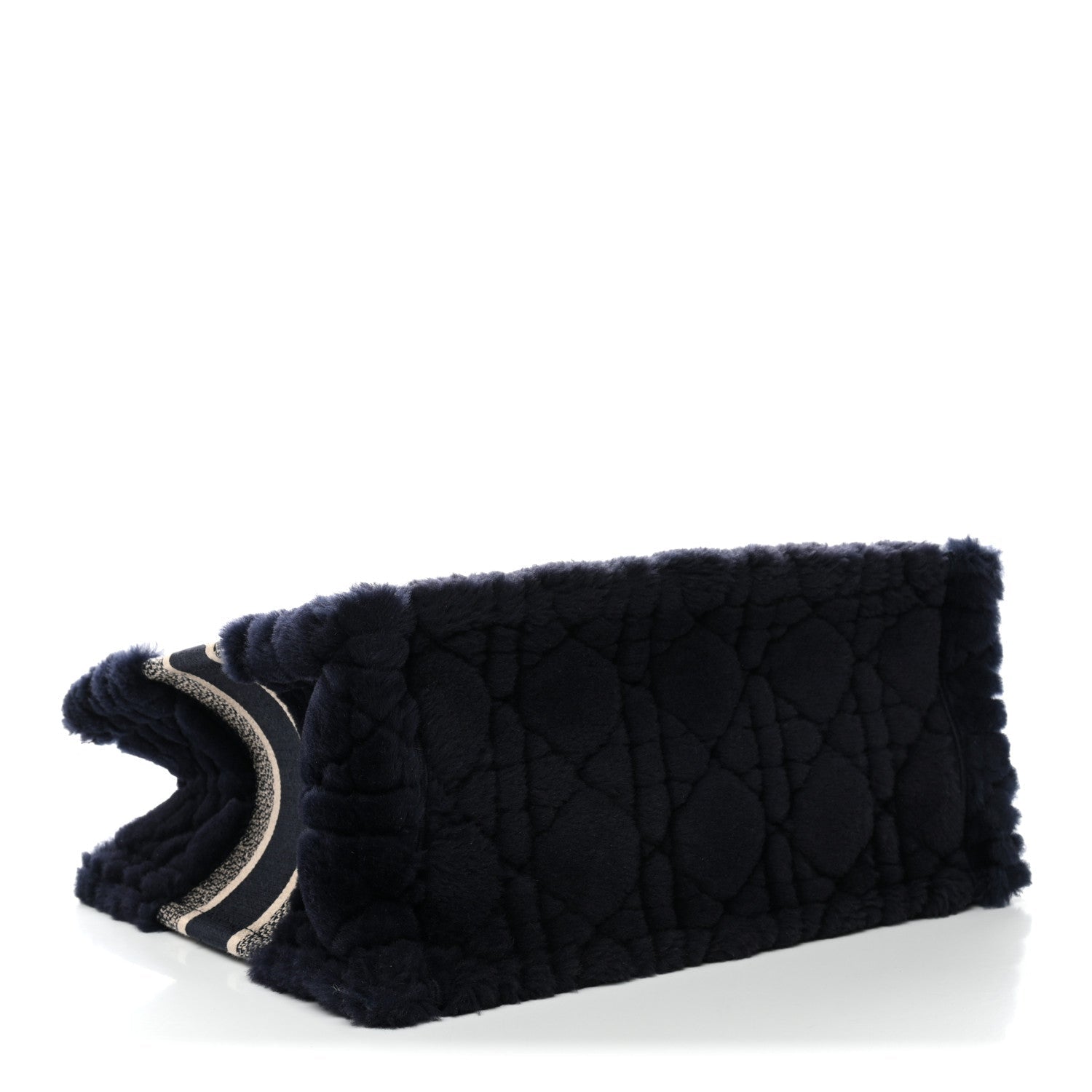 Christian Dior Shearling Cannage Medium Book Tote Deep Blue Natural