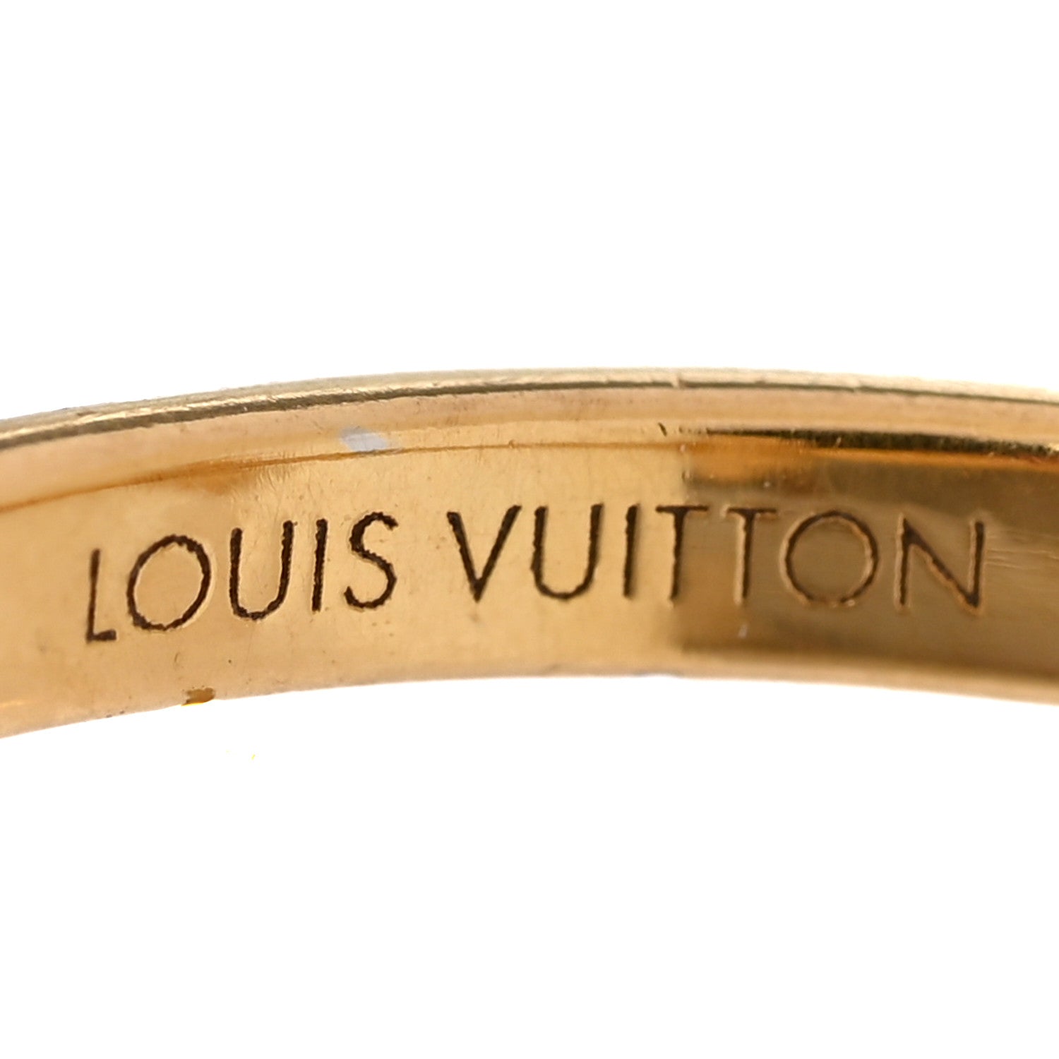 Louis Vuitton Metal Crystal Louisette Signature Ring M Gold