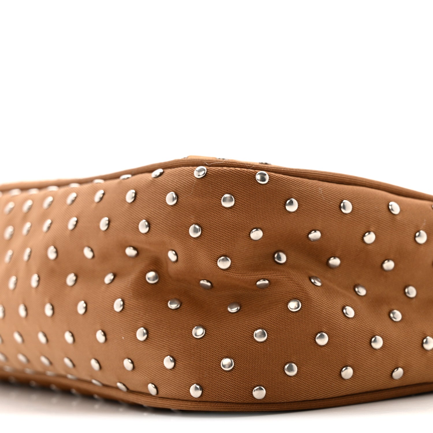 Prada Tessuto Nylon Studded Mini Re-Edition Bag Brandy
