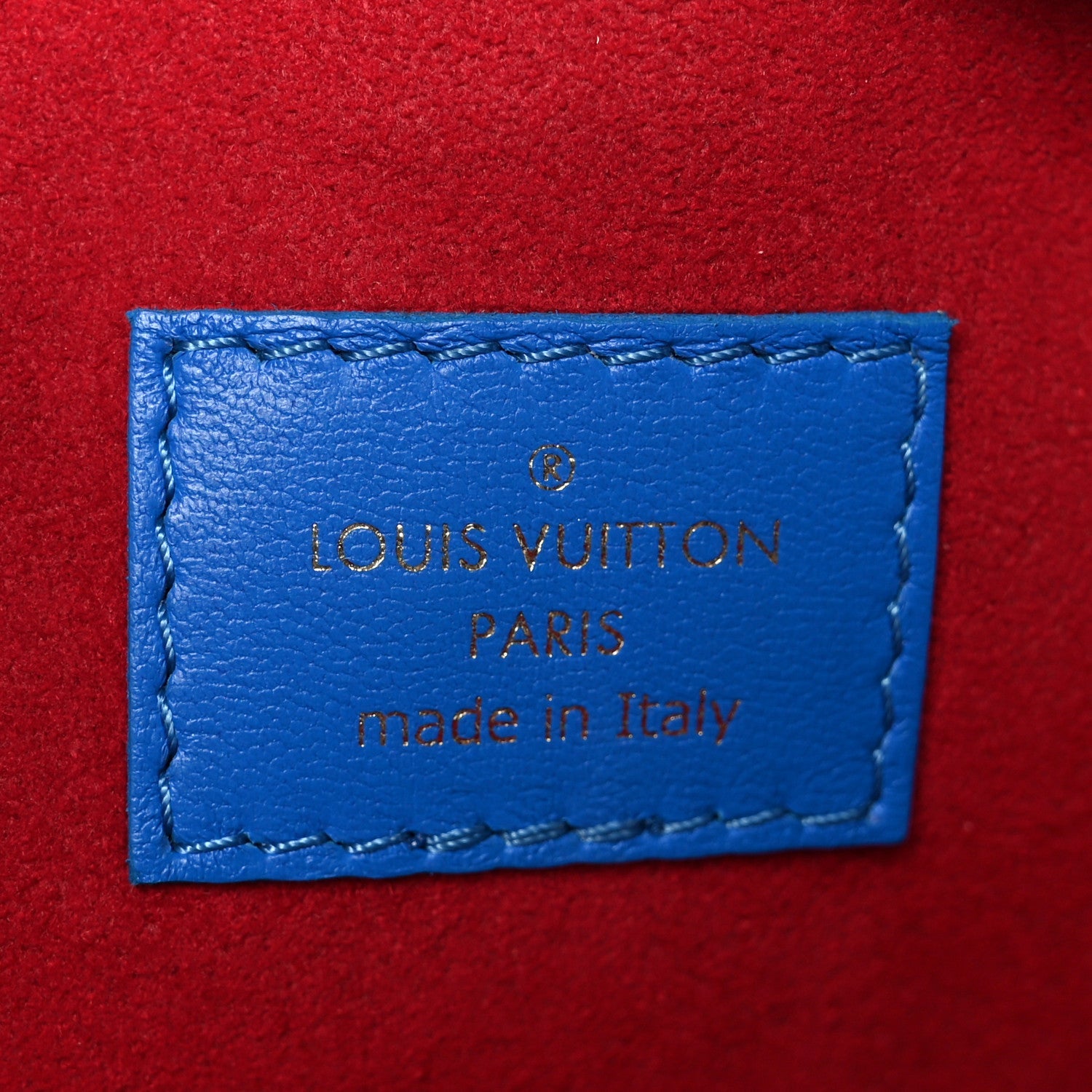 Louis Vuitton Lambskin Embossed Monogram Vuittamins Coussin PM Blue Red