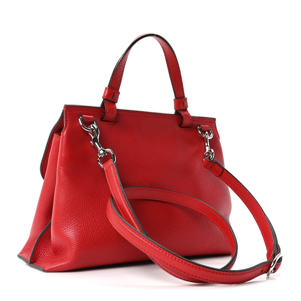 Gucci Cellarius Calfskin Small Bamboo Daily Top Handle Bag Hibiscus Red