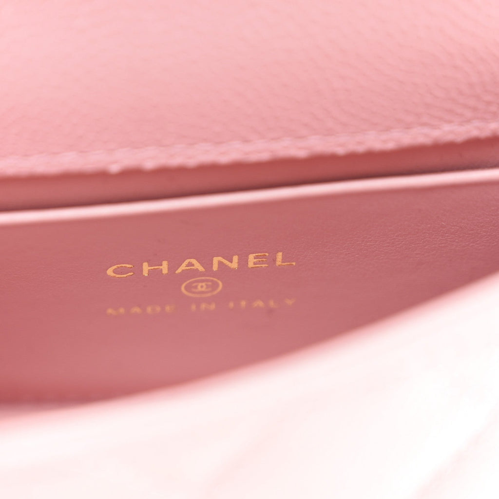 Chanel Caviar Quilted Nano Coco Handle Clutch With Chain Pink