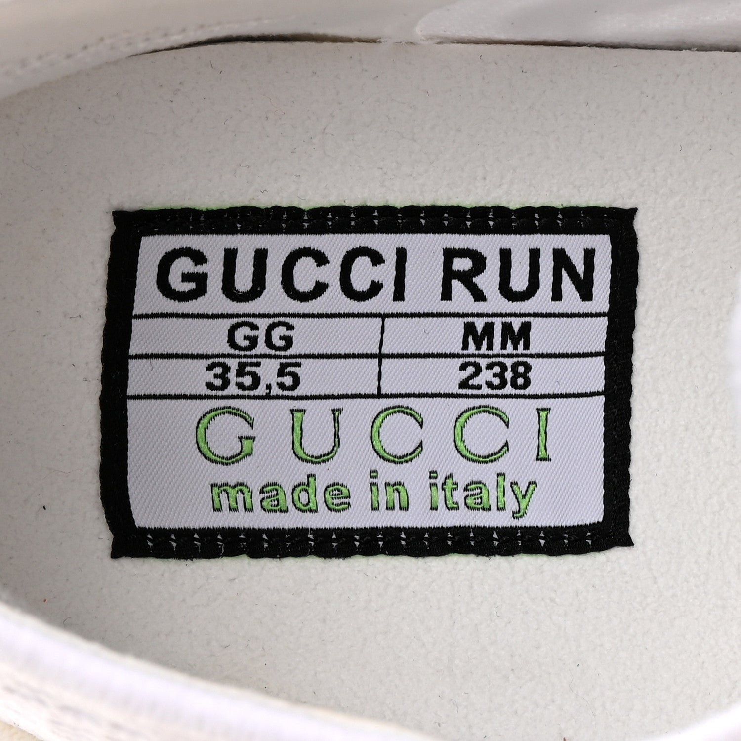 Gucci Technical Knit Fabric Waves Womens Gucci Run Sneakers 35.5 Great White Thunder