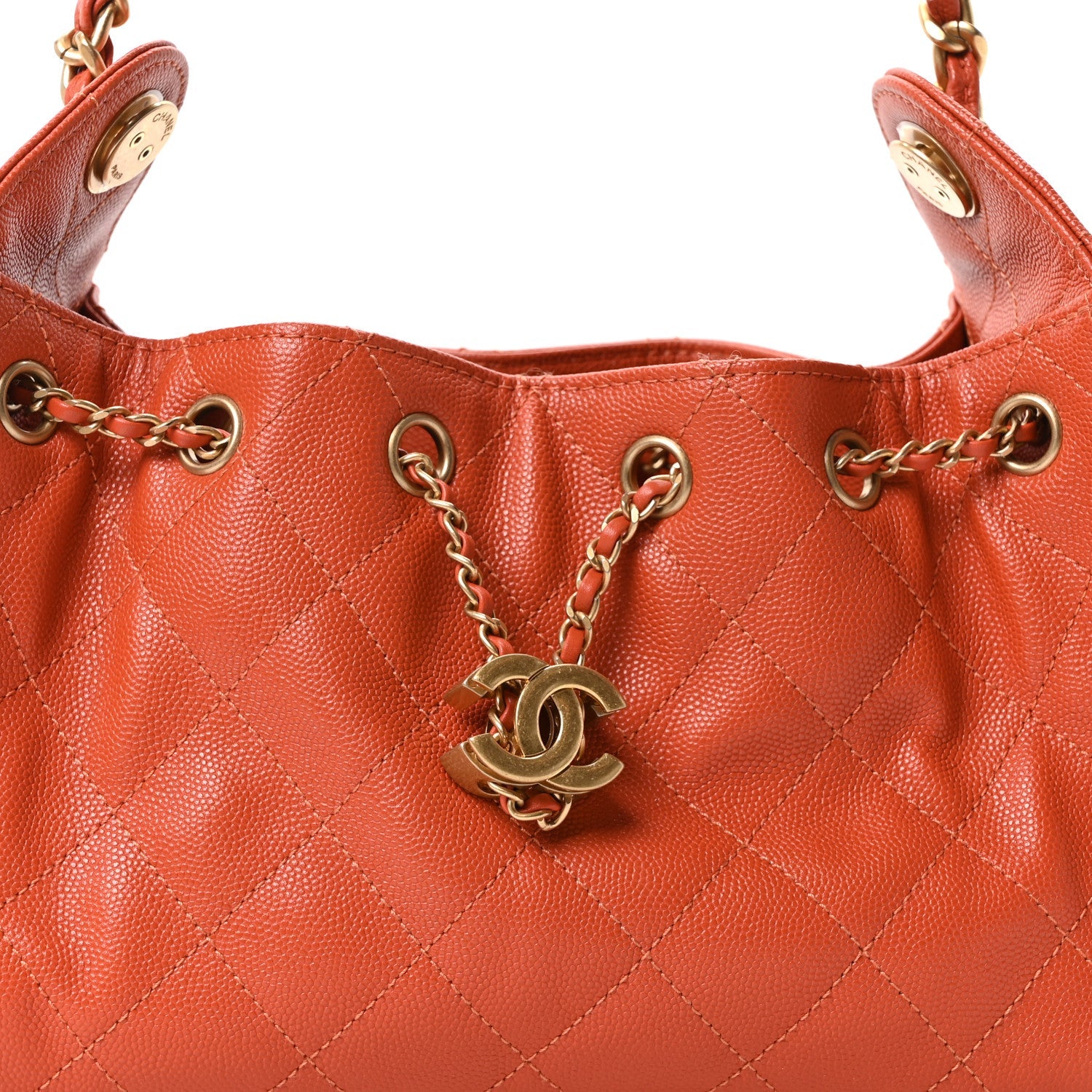 Chanel Caviar Quilted Mini Chanel 25 Handbag Dark Orange