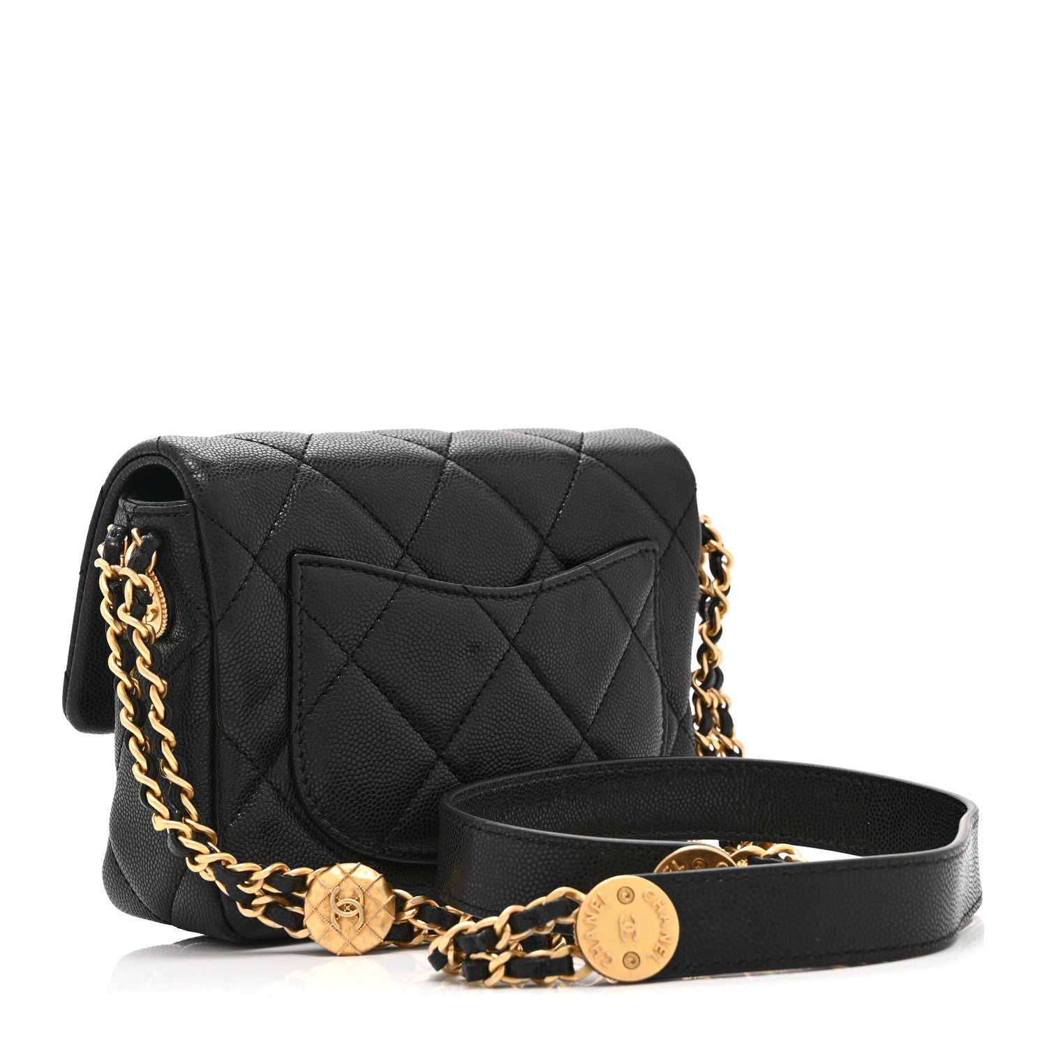 Chanel Caviar Quilted Mini Twist Your Buttons Flap Black