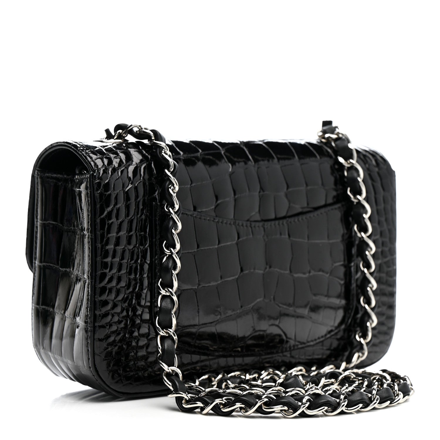 Chanel Shiny Alligator Mini Rectangular Flap Black