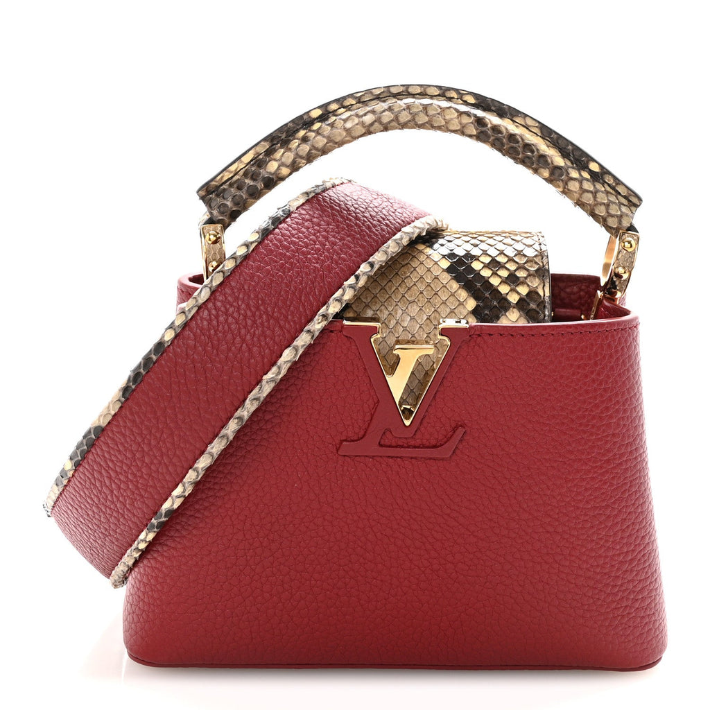 Louis Vuitton Taurillon Snakeskin Mini Capucines Burgundy