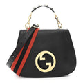 Gucci Roxy Calfskin Web Medium Studded Blondie Shoulder Flap Bag Black