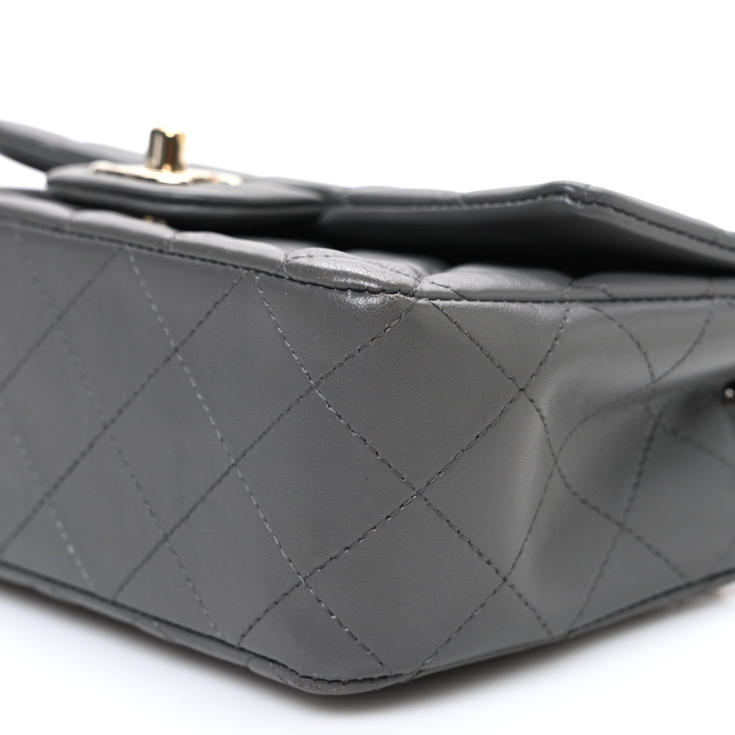 Chanel Lambskin Quilted Mini Rectangular Flap Dark Grey
