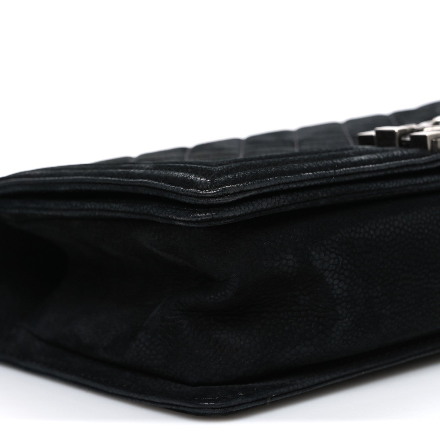 Chanel Bullskin Suede Caviar Quilted Medium Boy Flap Black