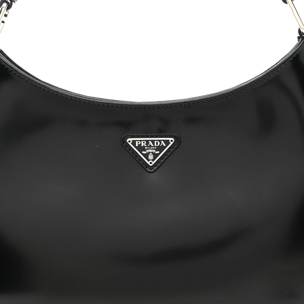 Prada Spazzolato Cleo Shoulder Bag Black