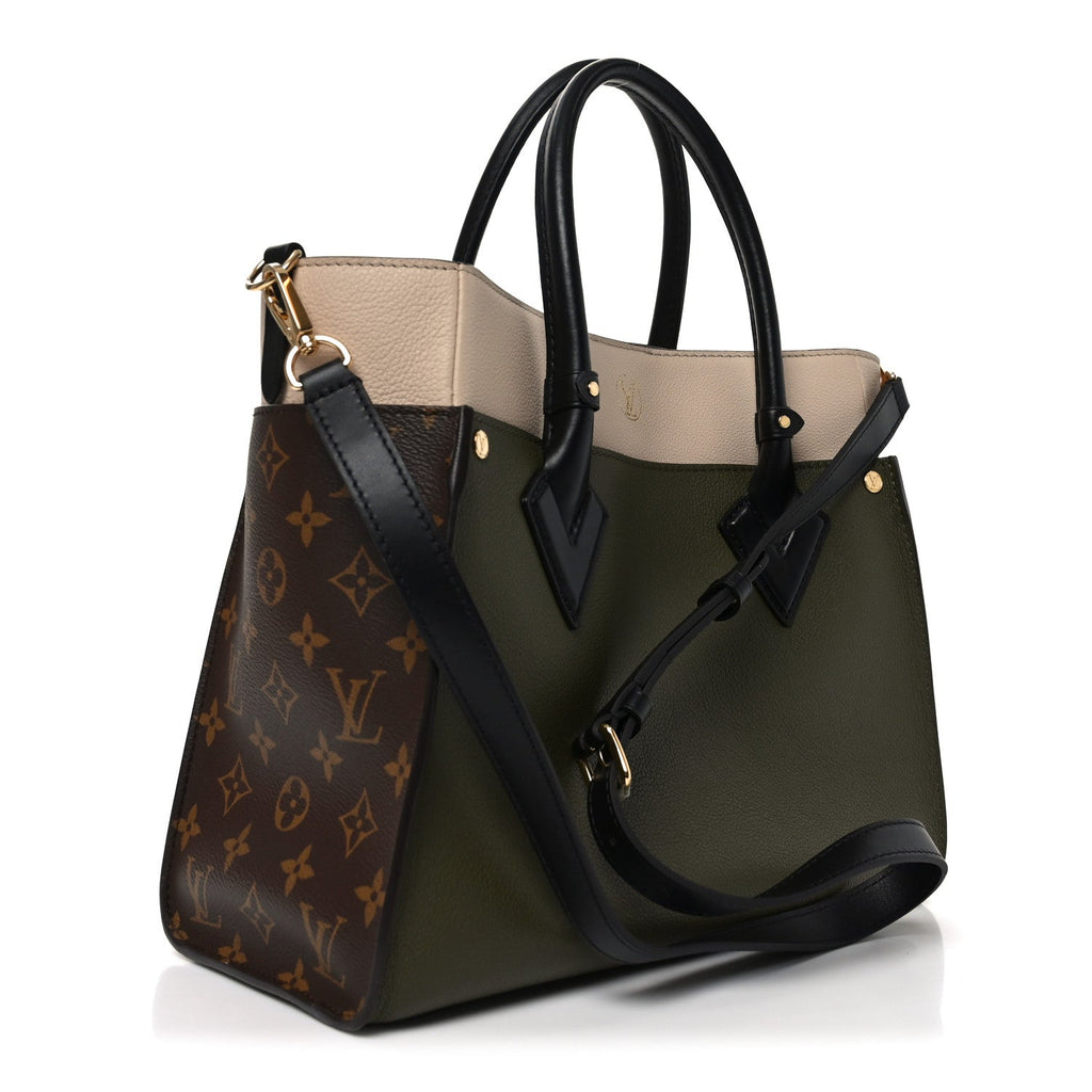 Louis Vuitton Calfskin Monogram On My Side MM Laurier Green Toffee Latte Beige