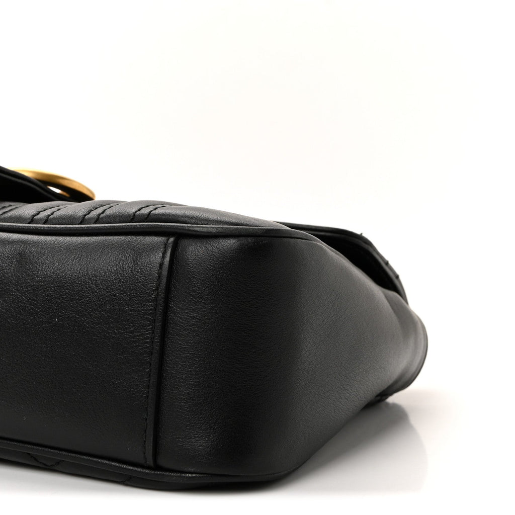 Gucci Calfskin Matelasse Small GG Marmont Shoulder Bag Black