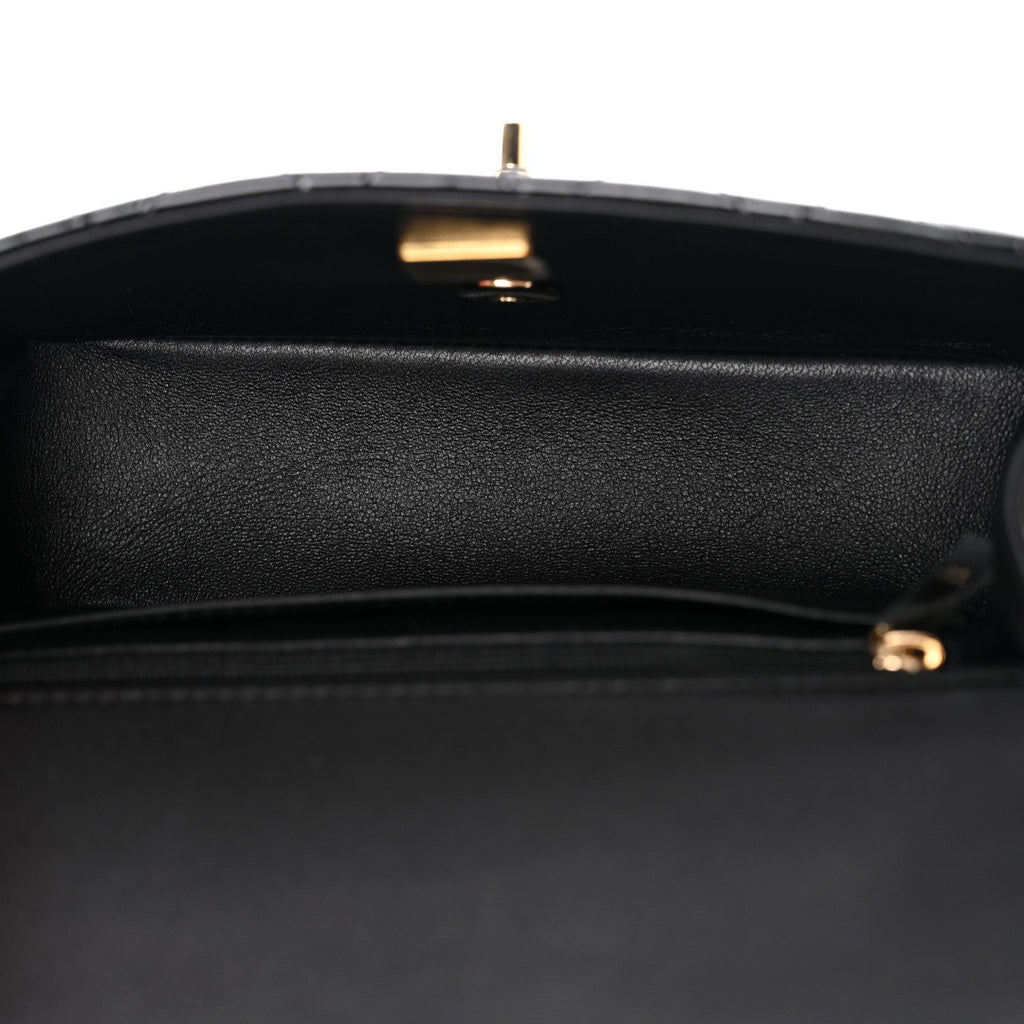 Chanel Patent Quilted Mini Top Handle Rectangular Flap Black