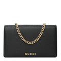 Gucci Textured Calfskin Script Logo Wallet On Chain Black
