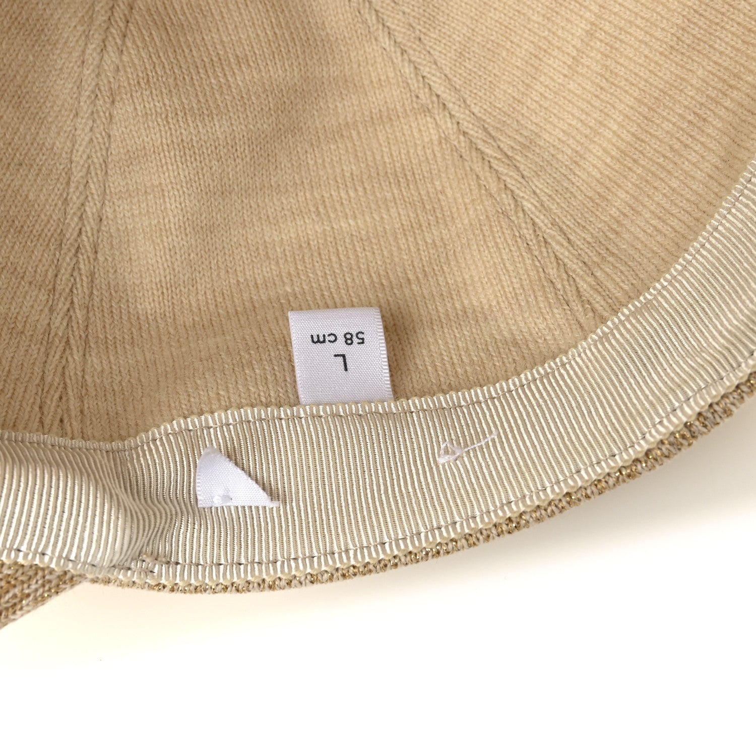 Gucci Wool Lame Double G Crystal Baseball Hat L Beige