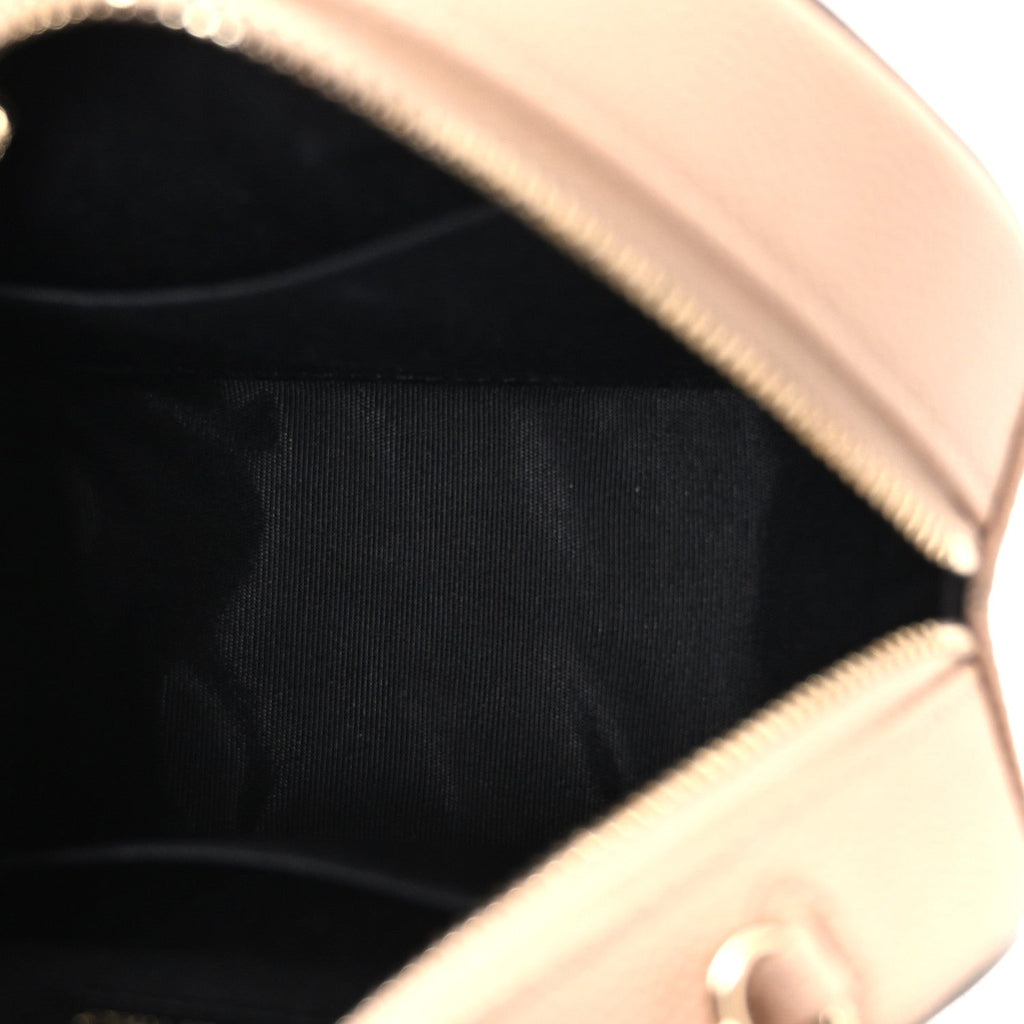 Chanel Caviar Quilted Round Filigree Crossbody Beige Black