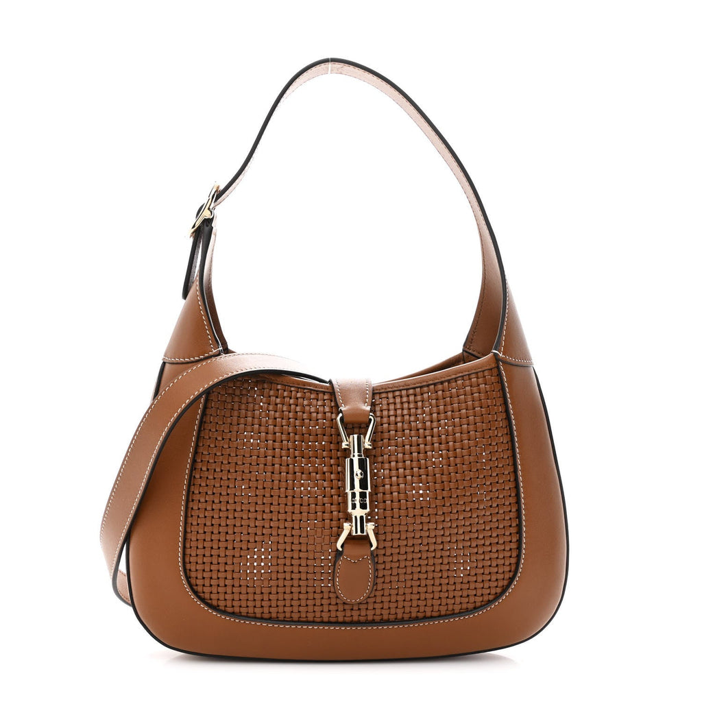 Gucci Woven Calfskin Medium Jackie 1961 Hobo Brown