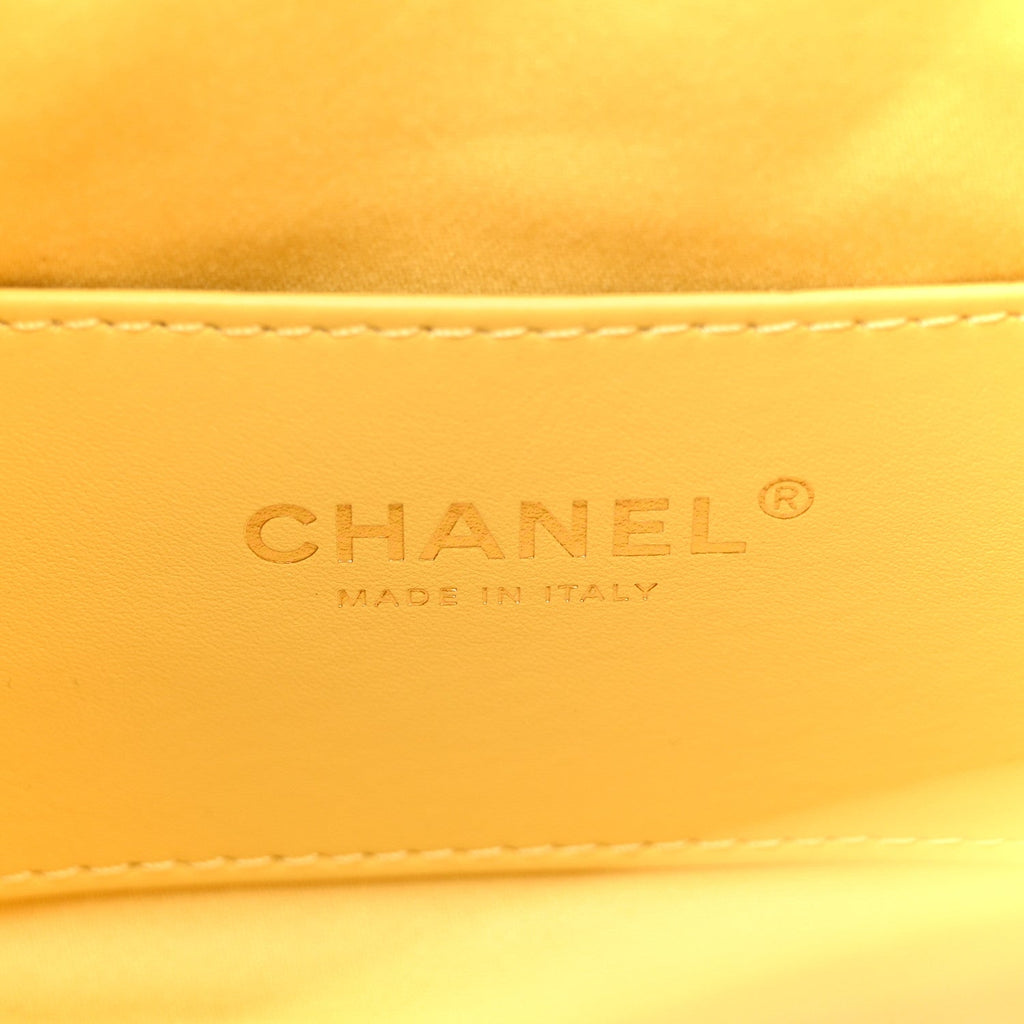 Chanel Suede Quilted Mini Chanel 25 Handbag Yellow