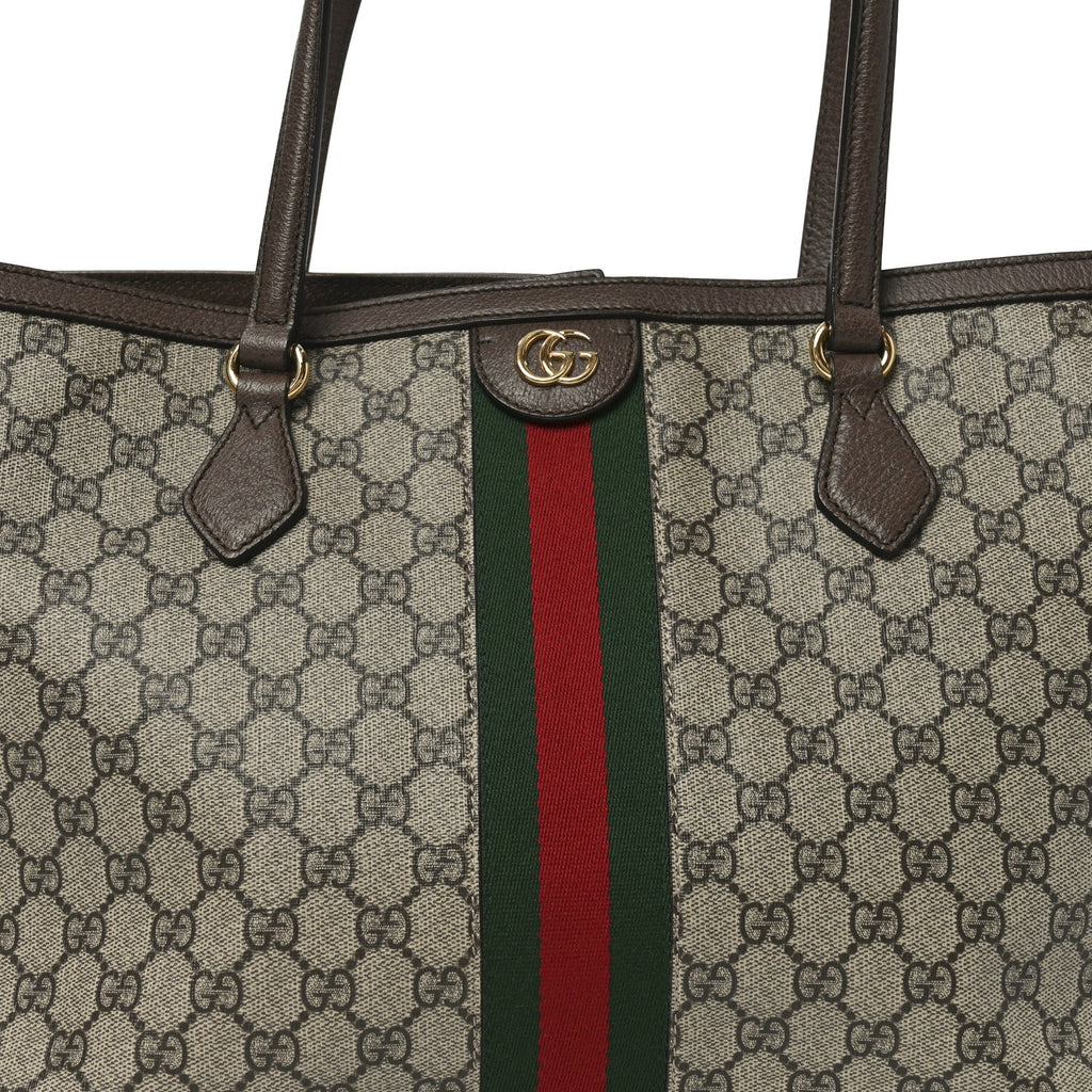 Gucci GG Supreme Monogram Medium Ophidia Shopping Tote Brown