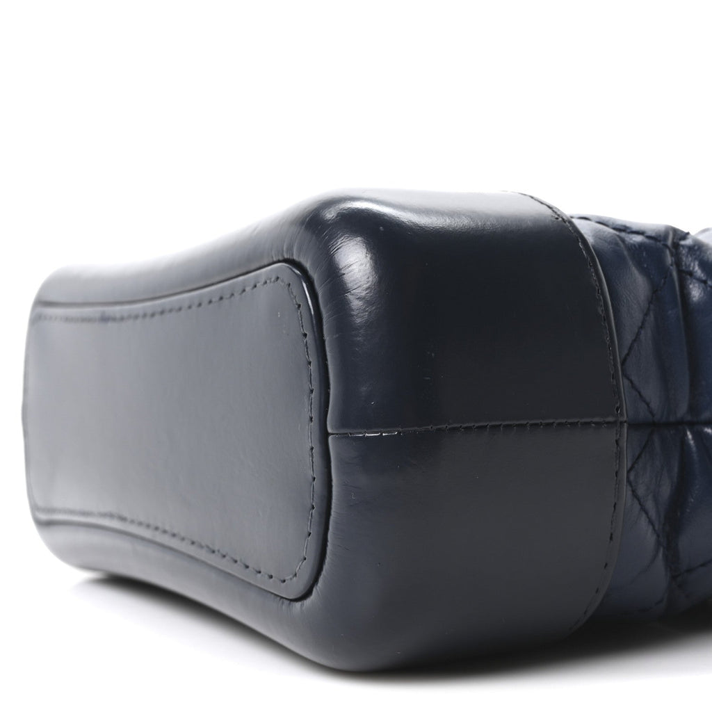 Chanel Aged Calfskin Quilted Small Gabrielle Hobo Navy