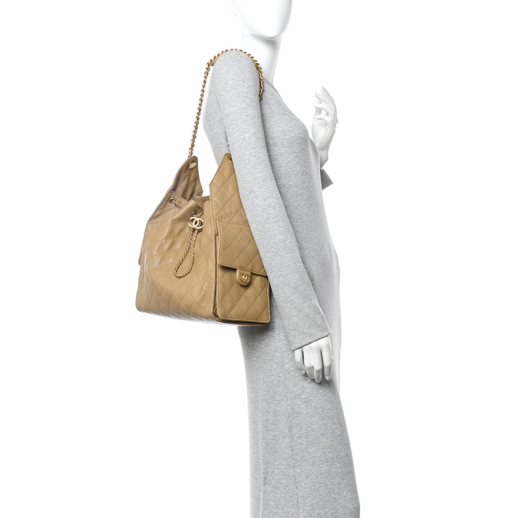 Chanel Caviar Quilted Medium Chanel 25 Handbag Dark Beige