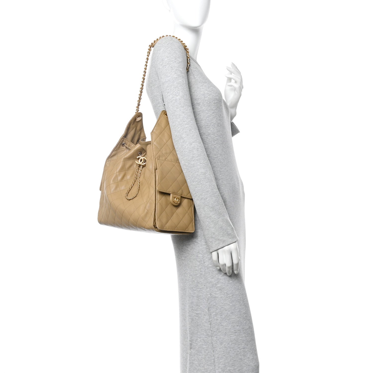 Chanel Caviar Quilted Medium Chanel 25 Handbag Dark Beige