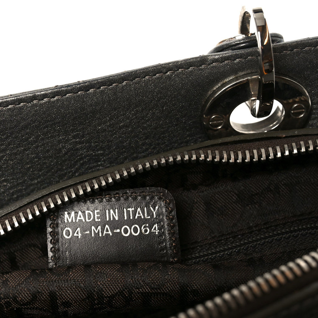 Christian Dior Metallic Calfskin Cannage Stitched Small East West Lady Dior Bronze