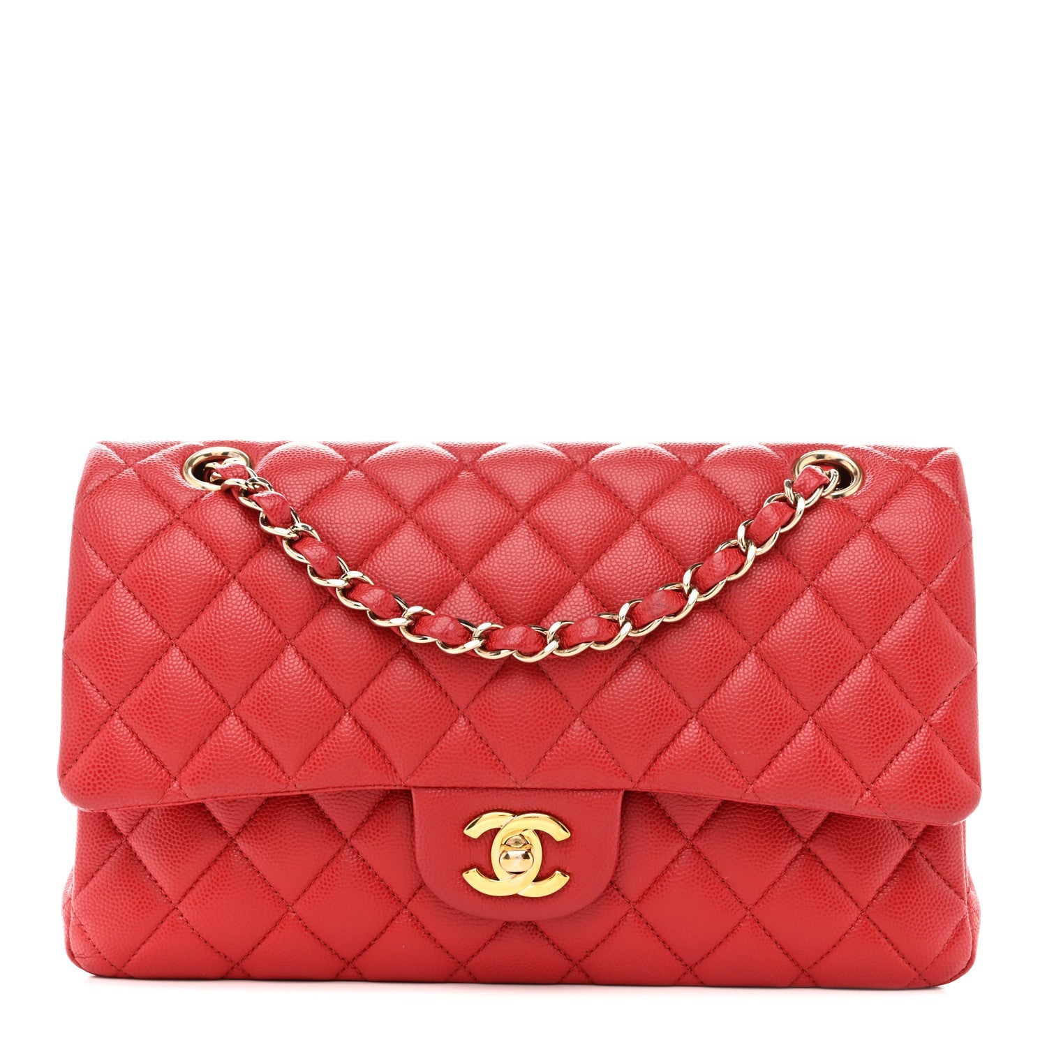 Chanel Caviar Quilted Medium Double Flap Red