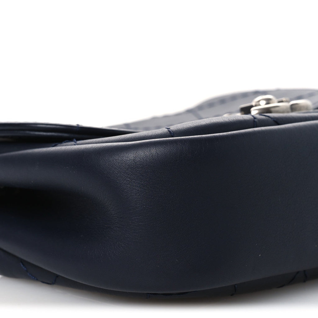 Chanel Calfskin Stitch CC Small Flap Navy Blue