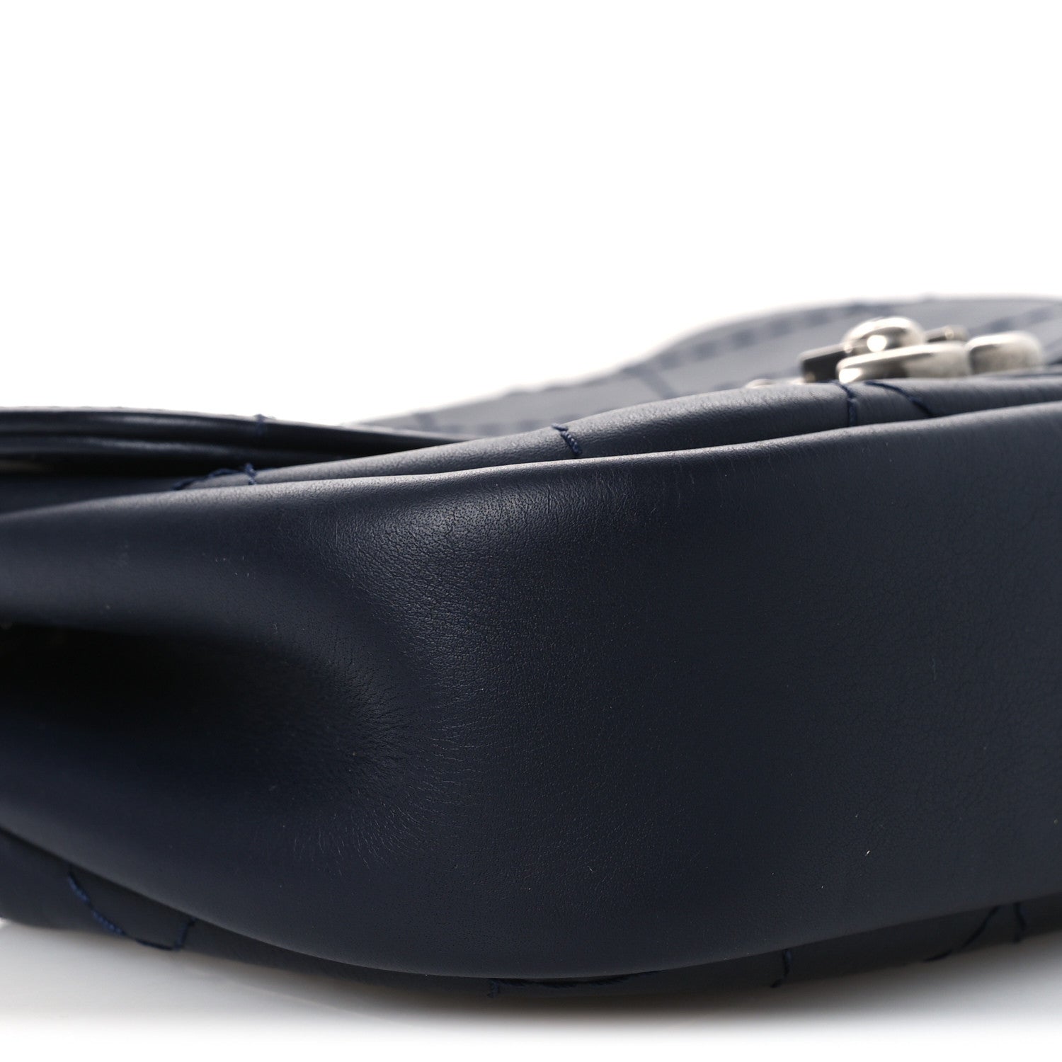 Chanel Calfskin Stitch CC Small Flap Navy Blue