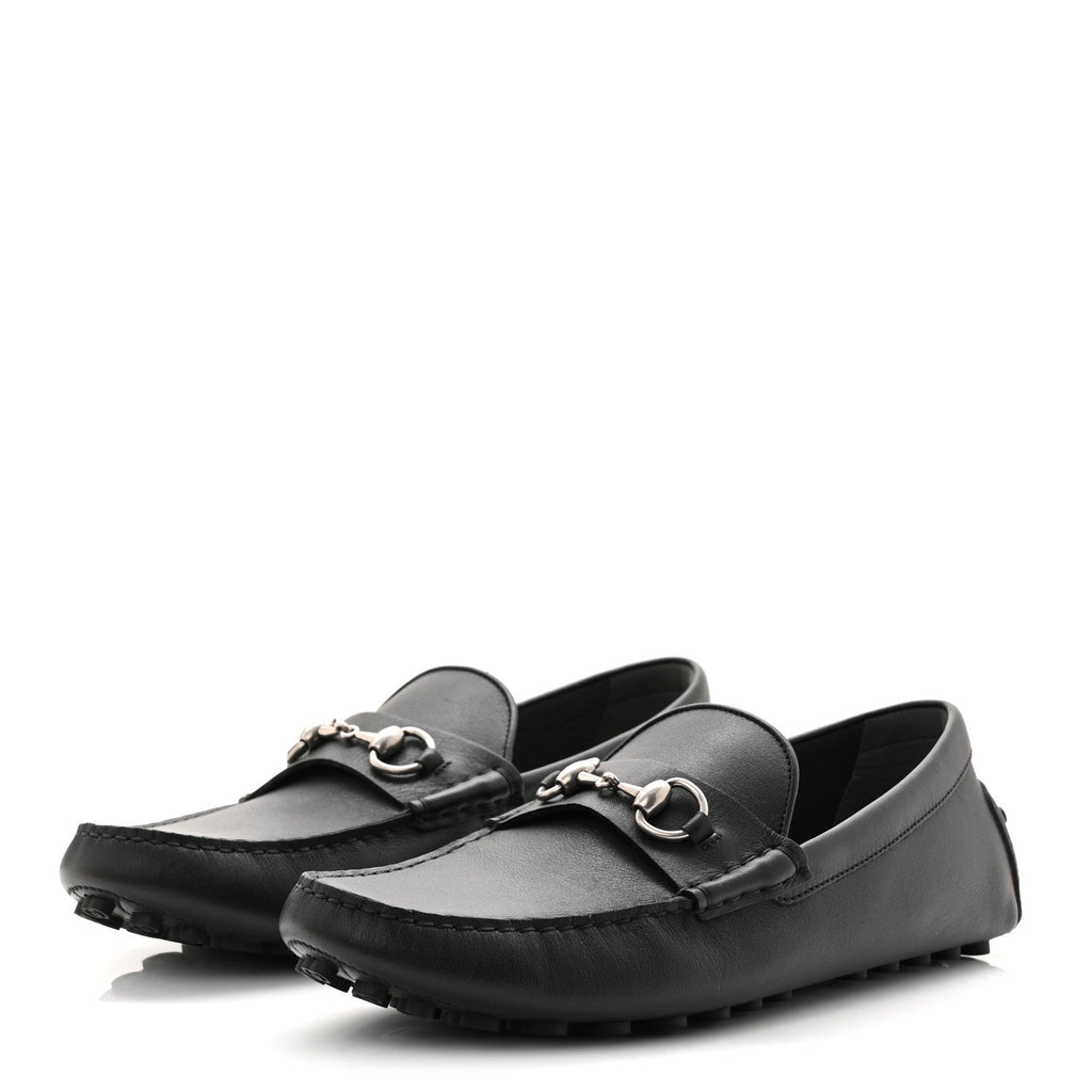 Gucci Soft Clove Calfskin Mens Horsebit Driver Loafers 9.5 Black