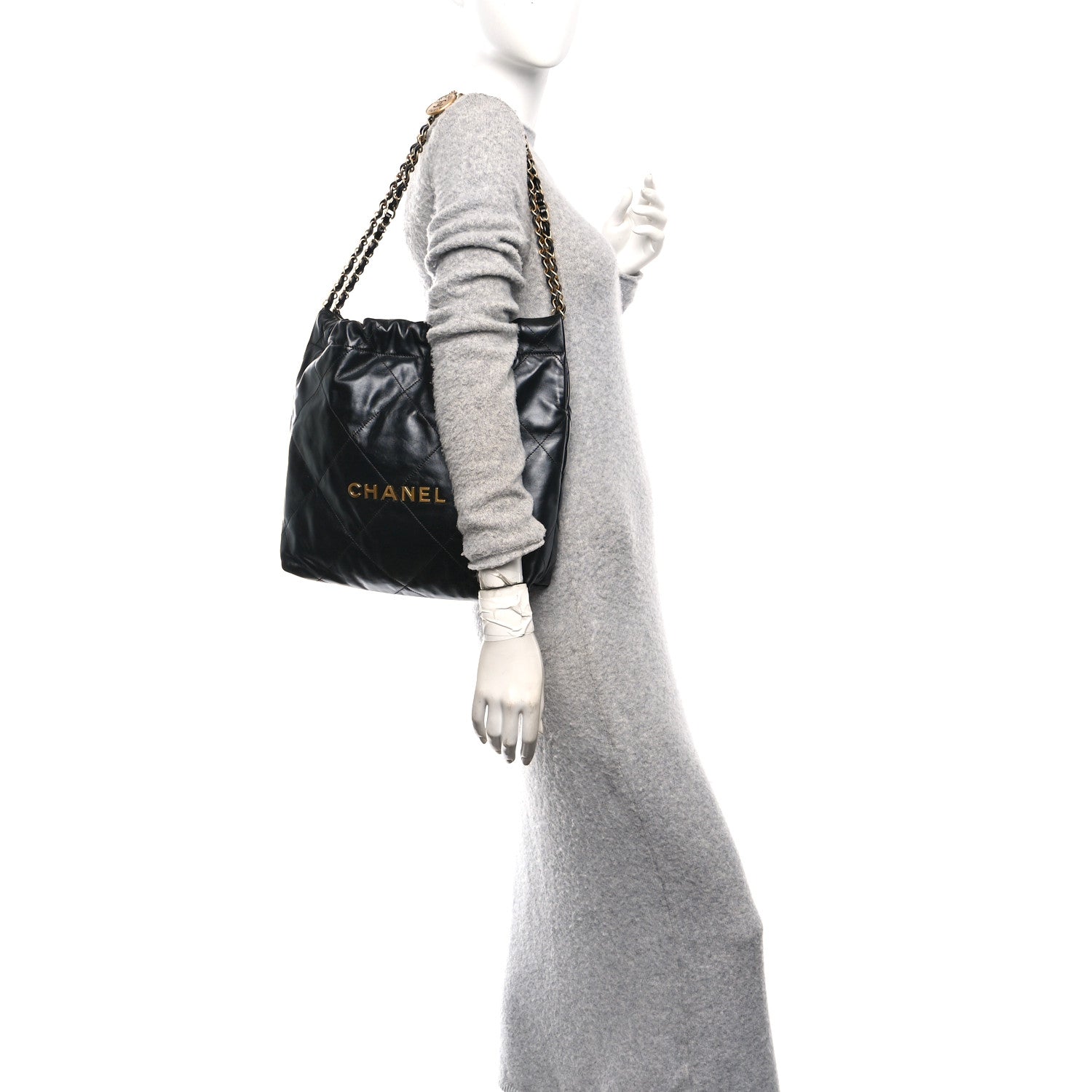 Chanel Shiny Calfskin Quilted Small Chanel 22 Black