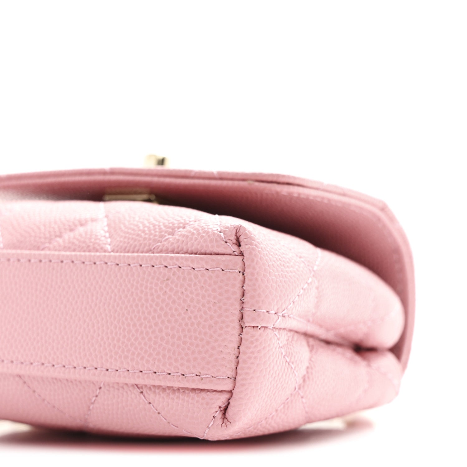 Chanel Caviar Quilted Nano Coco Handle Clutch With Chain Pink